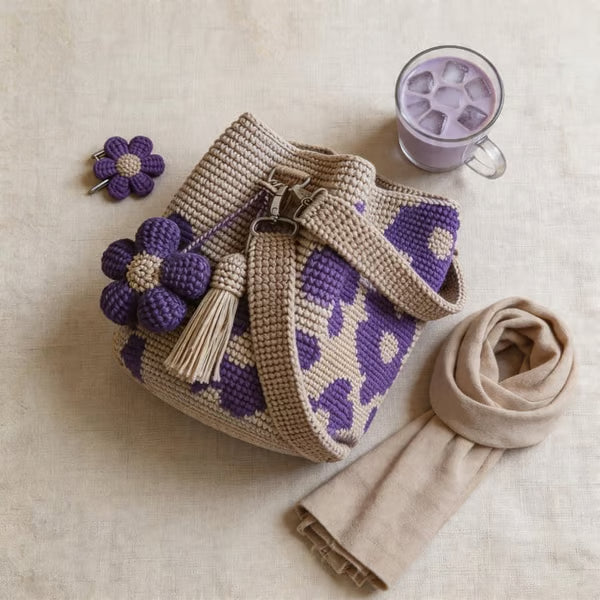 Women's Handmade Crochet Flower Shoulder Bag
