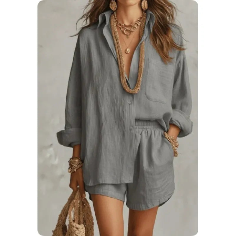 Women's Relaxed Shirt and Shorts Set