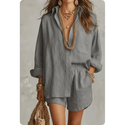 Women's Relaxed Shirt and Shorts Set
