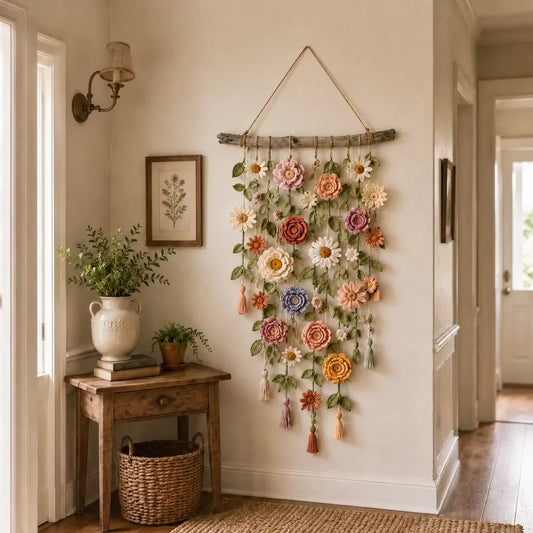 Boho Crochet Flower Wall Hanging