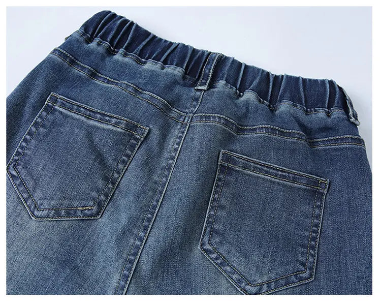 Women’s High Waist Drawstring Wide Leg Denim Trousers
