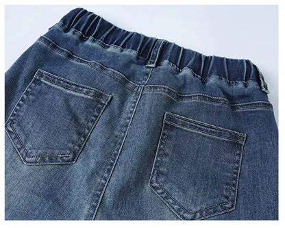 Women’s High Waist Drawstring Wide Leg Denim Trousers