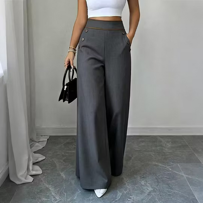 Women's Contrast Trim Wide Leg Trousers