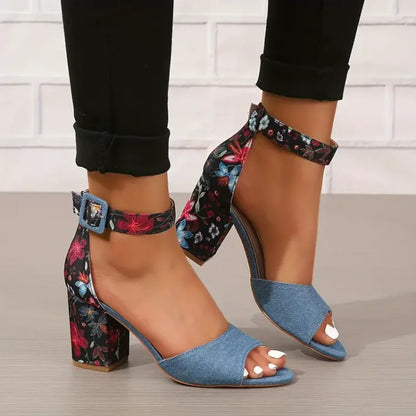 WOMEN'S FASHION HOLLOW OUT CHUNKY HEEL SANDALS