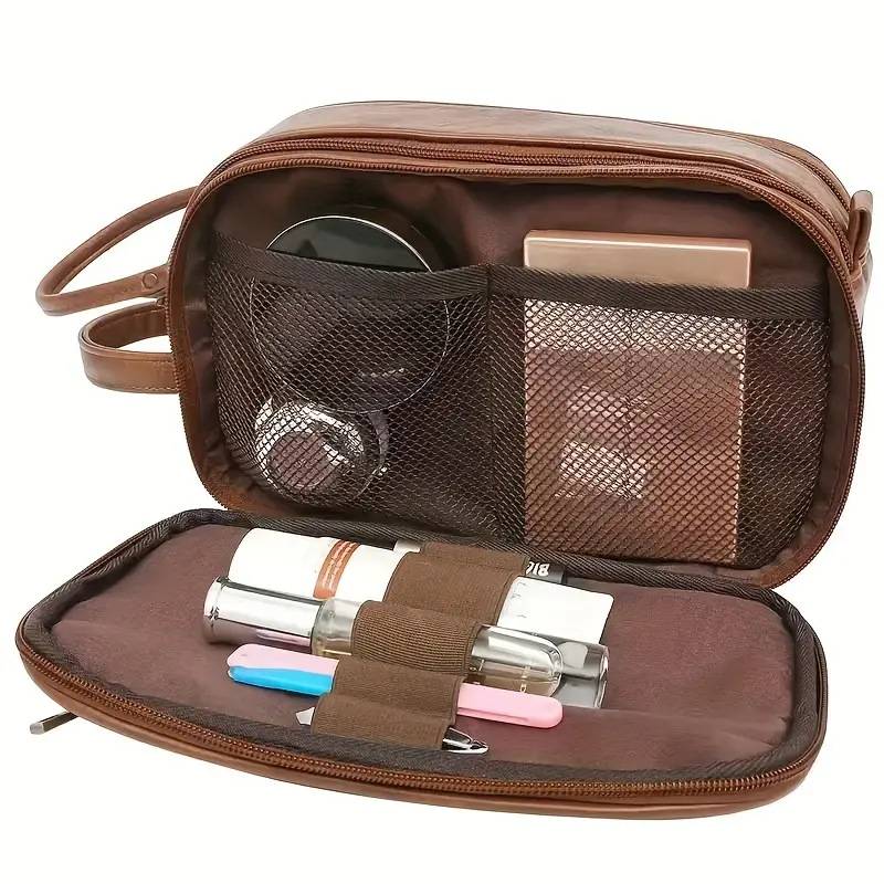 Dual-Access Travel Toiletry Bag with Mesh Pocket & Top Opening