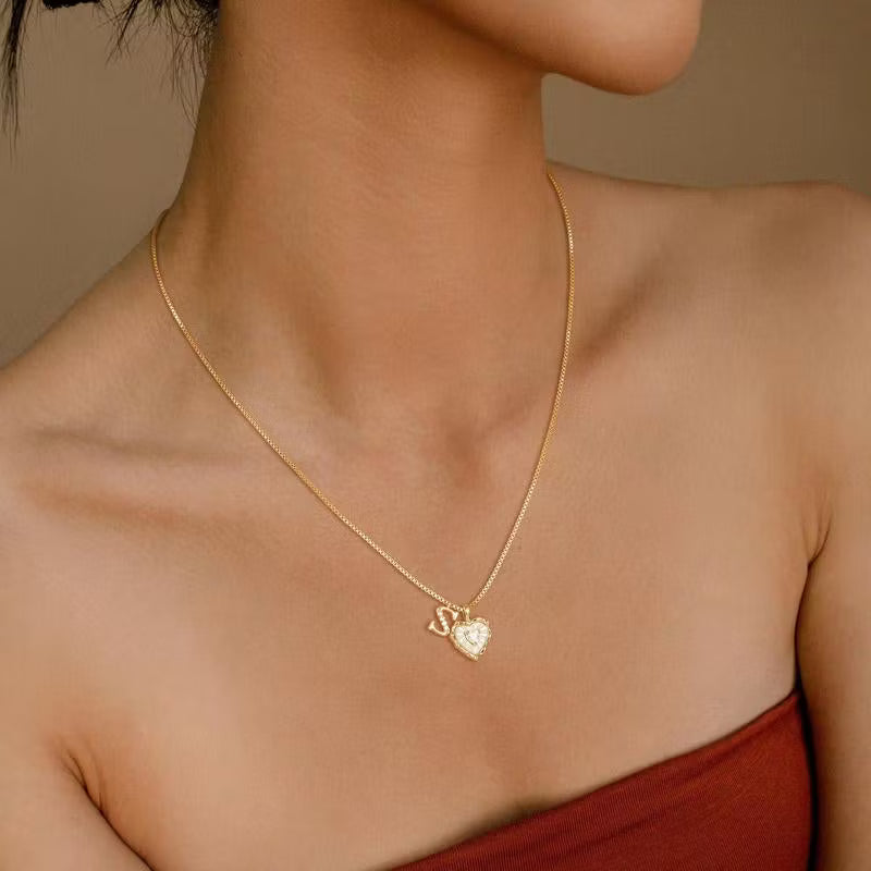 Women's Personalised Heart Initial Necklace