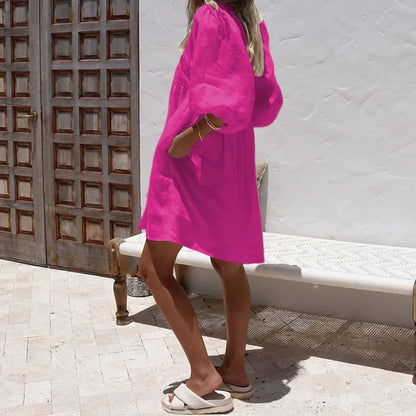 Women's Relaxed V-Neck Mini Dress