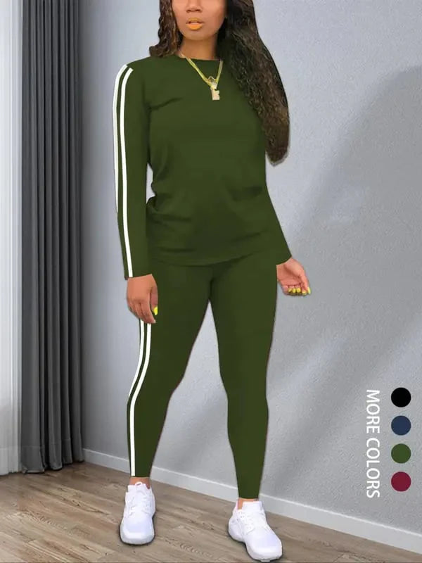 Women’s Striped Knit Long Sleeve Top & Trousers Co-Ord Set