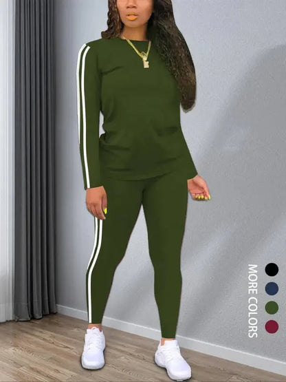 Women’s Striped Knit Long Sleeve Top & Trousers Co-Ord Set