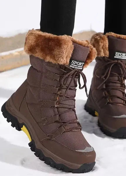 Women’s Waterproof Fleece-Lined Lace-Up Winter Boots with Grip Sole