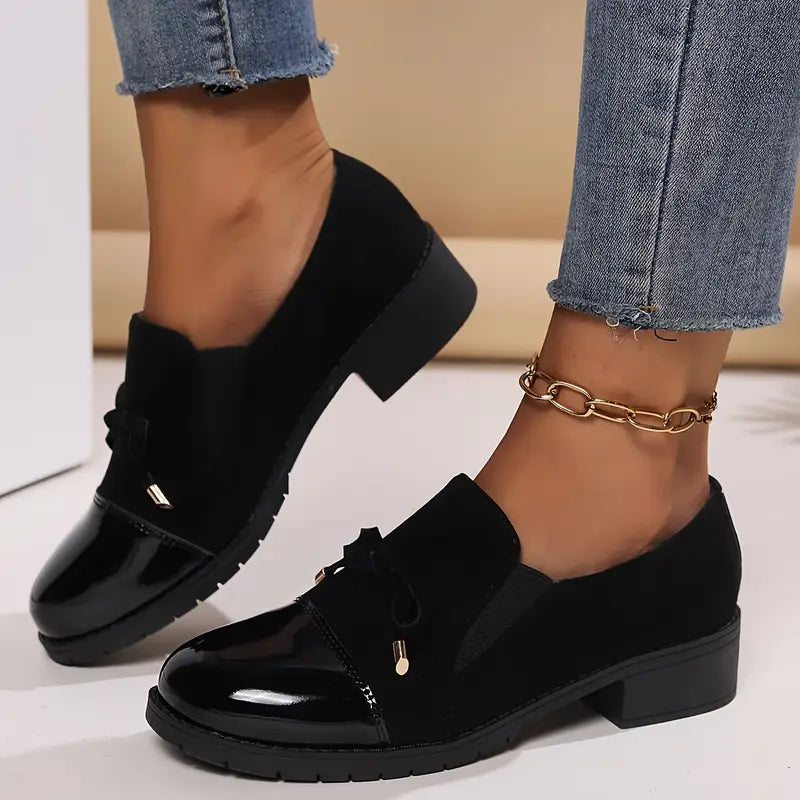 Women's Thick-Soled Bow Loafers – Casual, Breathable, and Stylish