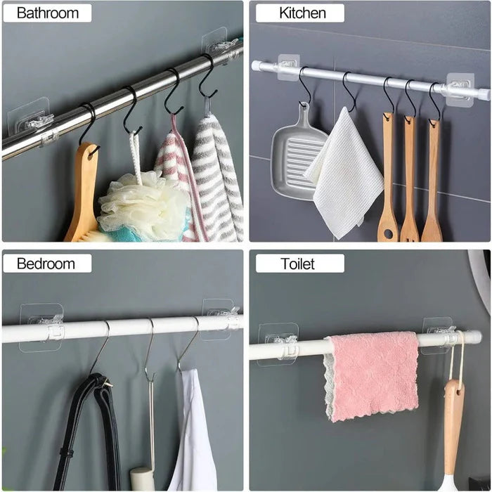 Drill-Free Adjustable Curtain Rod Bracket Holders