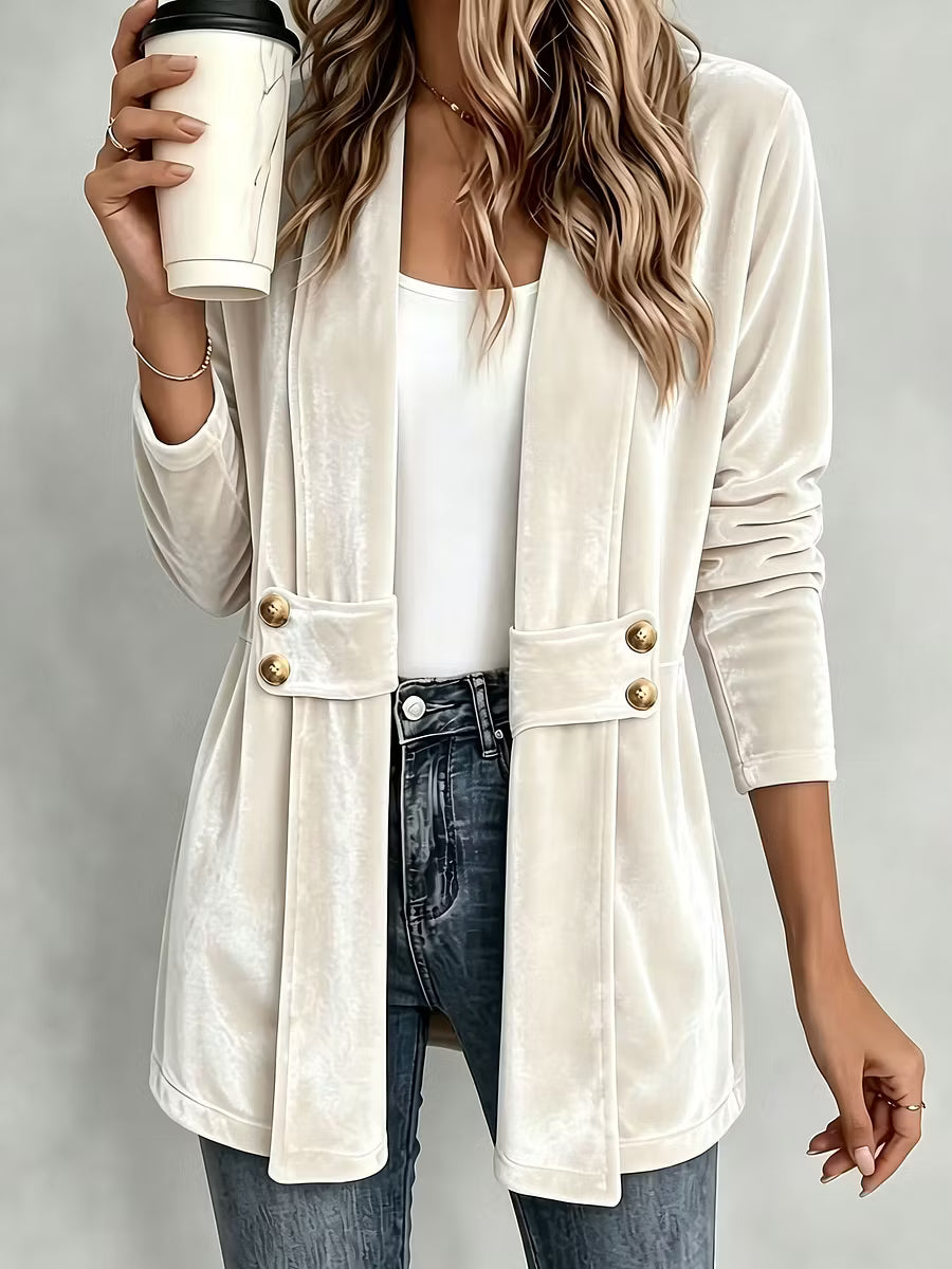 Women's Double Breasted Velvet Look Cardigan