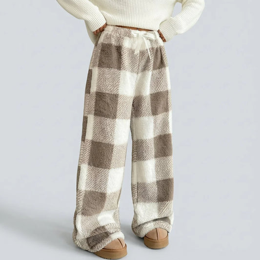 Women’s Vintage Plaid Fleece-Lined Winter Trousers