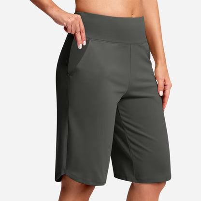 Women’s High-Waist Bermuda Active Shorts with Pockets