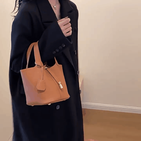 Women’s Padlock Strap Bucket Tote Bag