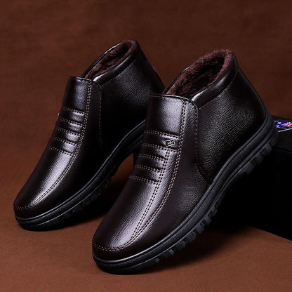Men’s Warm-Lined Casual Leather-Look Winter Shoes