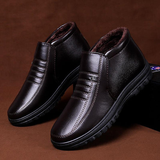 Men’s Warm-Lined Casual Leather-Look Winter Shoes