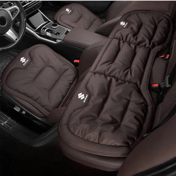 Soft Leather Car Seat Cushion Set with Anti Slip Silicone Backing