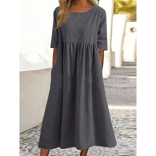 Women’s Relaxed Cotton-Linen Pocket Dress