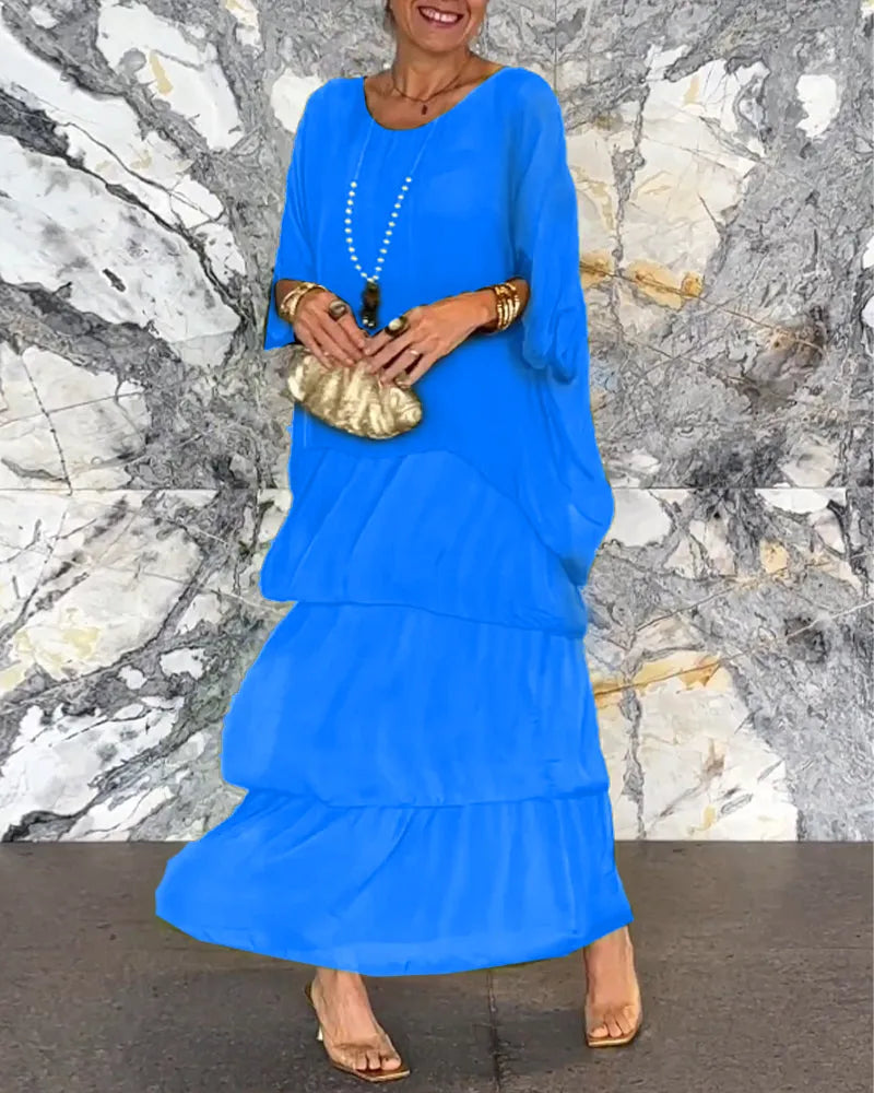 Women’s Artistic Loose-Fit Shirred Maxi Dress