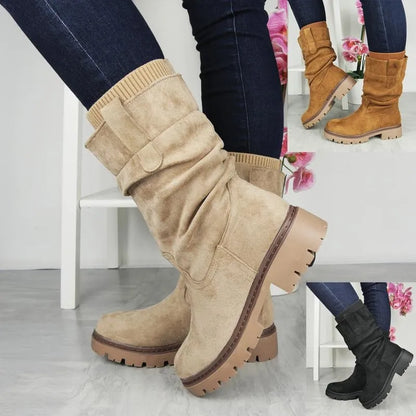 Women’s Faux Suede Wide-Toe Warm Support Boots