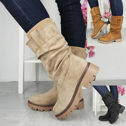 Women’s Faux Suede Wide-Toe Warm Support Boots