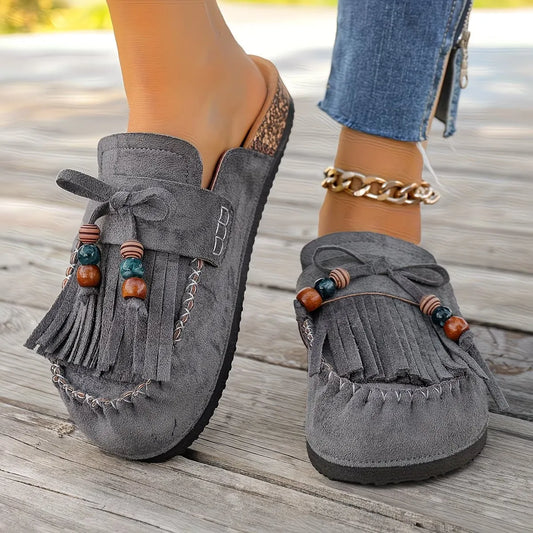 Women’s Tassel-Trim Suede Mule Loafers
