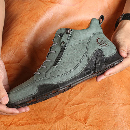 Men’s Wide-Toe Waterproof Leather-Look Slip-On Boots