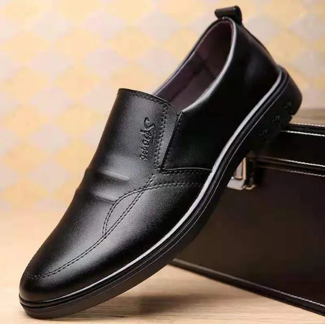 Men's Business Leather-Look Shoes: British Style & Comfort