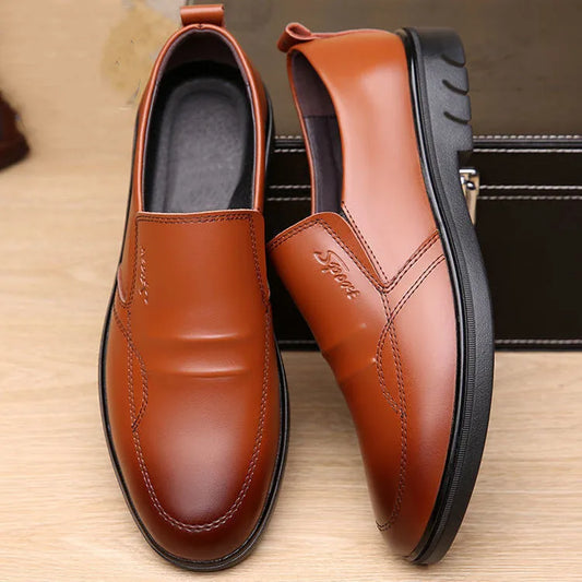 Men's Business Leather-Look Shoes: British Style & Comfort