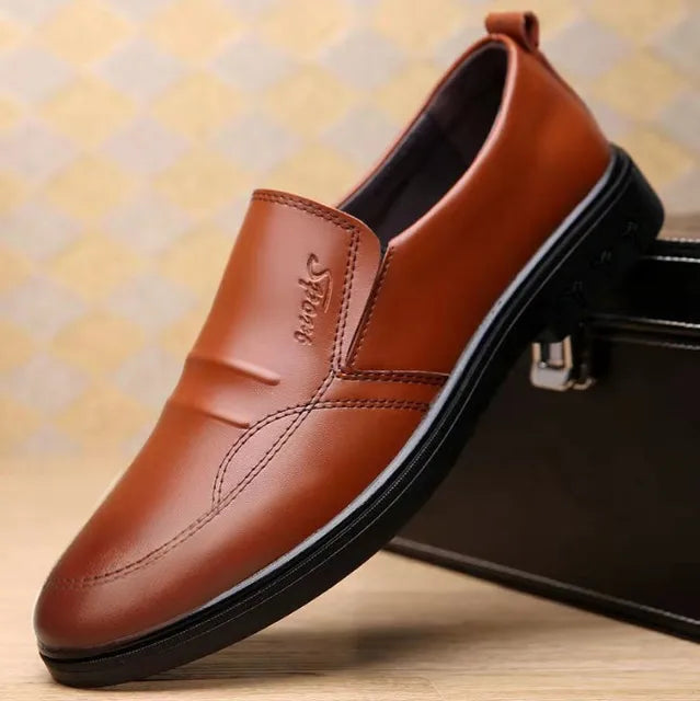 Men's Business Leather-Look Shoes: British Style & Comfort