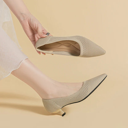 Casual Knit Kitten Heel Pumps for Women