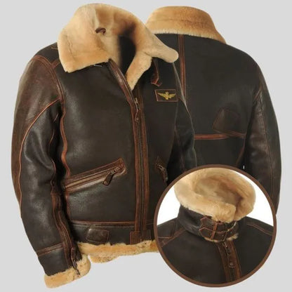 Men's Autumn & Winter Brown Lapel Zipper Pocket Leather-Look Jacket