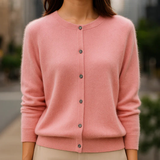 Women’s Featherlight Mink-Cashmere-Like Button-Up Knit Cardigan