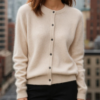 Women’s Featherlight Mink-Cashmere-Like Button-Up Knit Cardigan