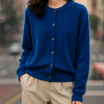Women’s Featherlight Mink-Cashmere-Like Button-Up Knit Cardigan