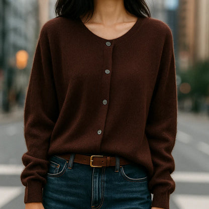 Women’s Featherlight Mink-Cashmere-Like Button-Up Knit Cardigan