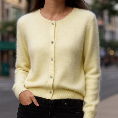 Women’s Featherlight Mink-Cashmere-Like Button-Up Knit Cardigan