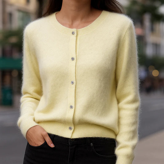 Women’s Featherlight Mink-Cashmere-Like Button-Up Knit Cardigan