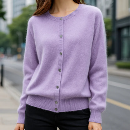Women’s Featherlight Mink-Cashmere-Like Button-Up Knit Cardigan