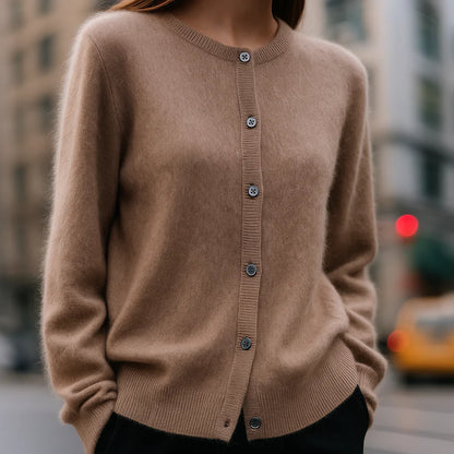 Women’s Featherlight Mink-Cashmere-Like Button-Up Knit Cardigan