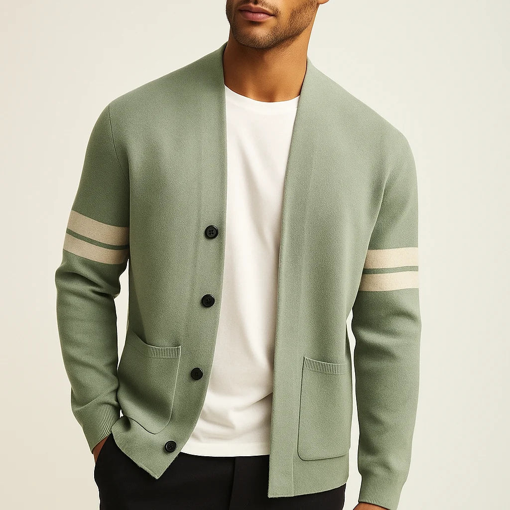 Men’s Giancarlo Striped-Sleeve Cardigan