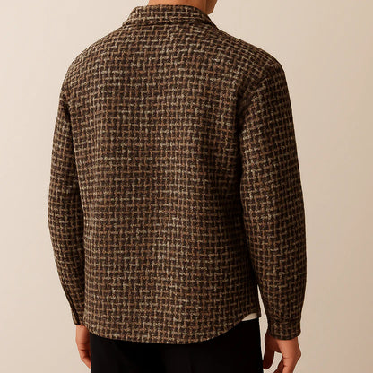Men's Houndstooth Cotton Tweed Winter Shacket