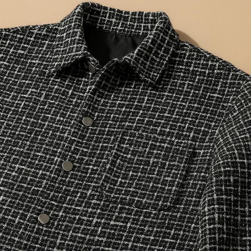 Men's Houndstooth Cotton Tweed Winter Shacket
