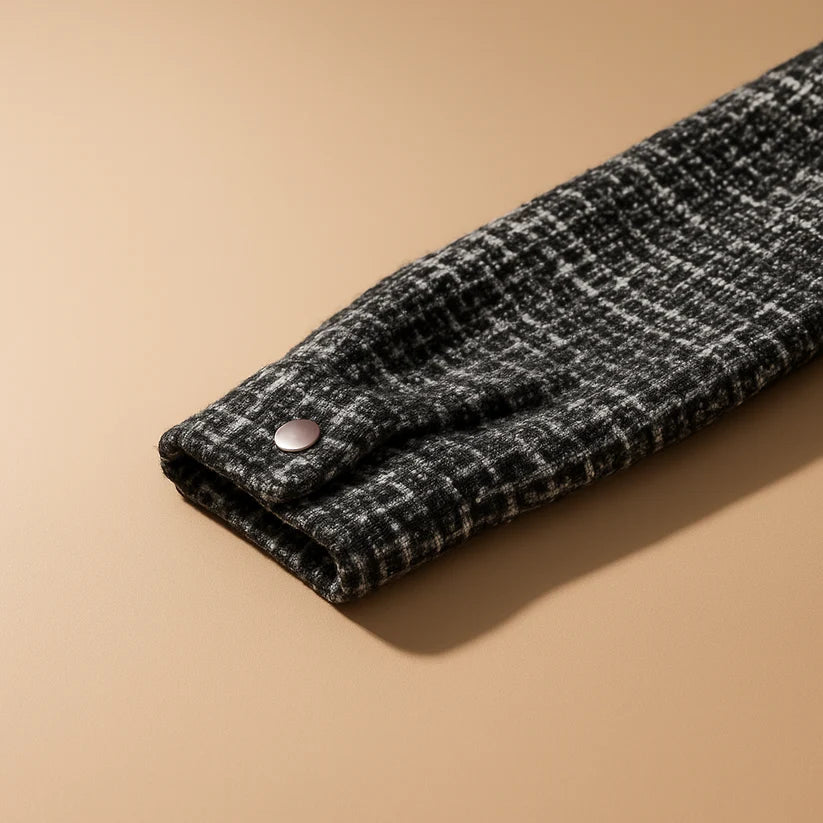 Men's Houndstooth Cotton Tweed Winter Shacket