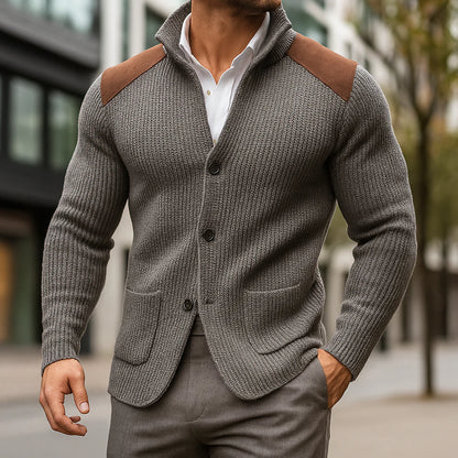 Men’s Textured Button-Up Knit Cardigan