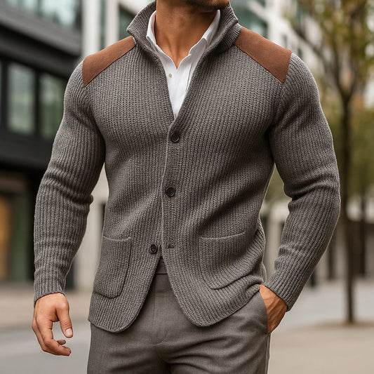 Men’s Textured Button-Up Knit Cardigan