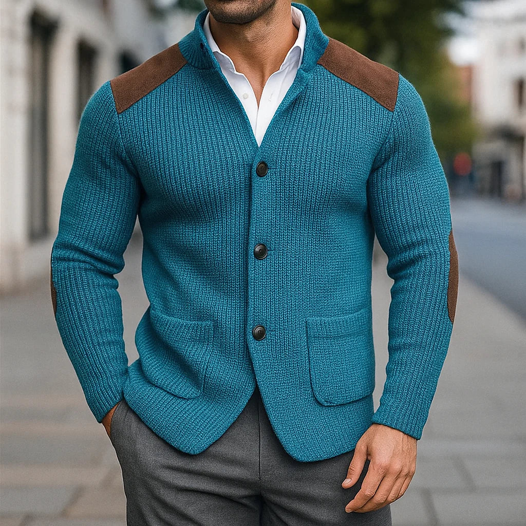 Men’s Textured Button-Up Knit Cardigan