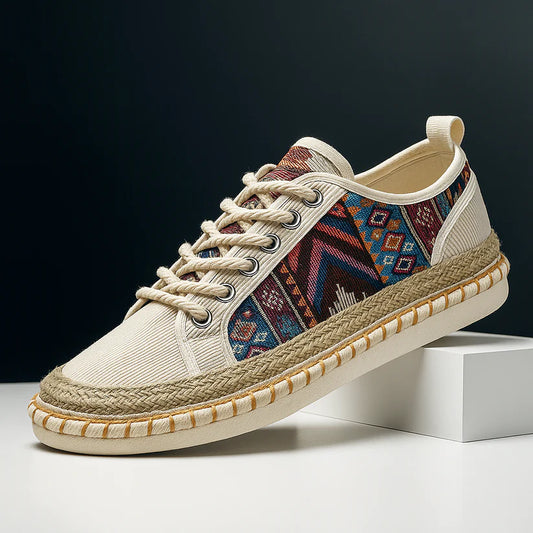 Men’s Patterned Canvas Espadrille-Style Casual Trainers